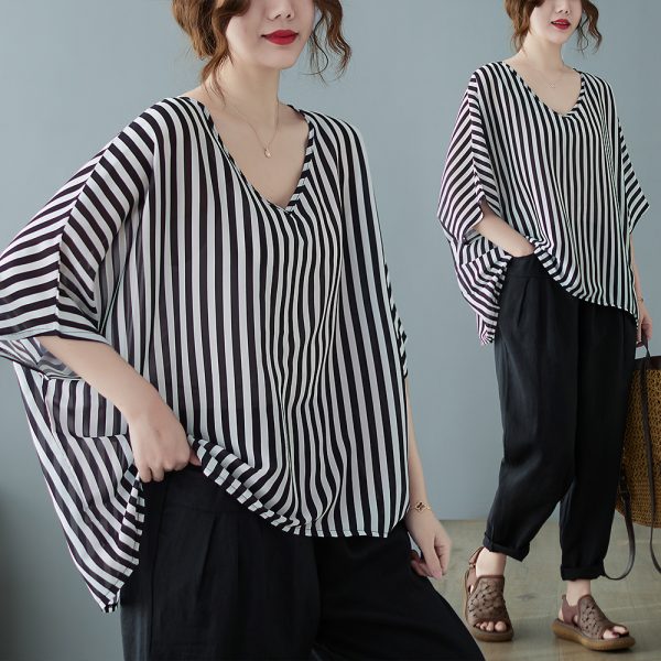 Large yard art retro T-shirt loose short sleeve tops